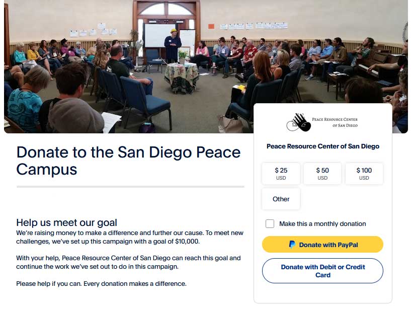 Donate to the San Diego Peace Campus